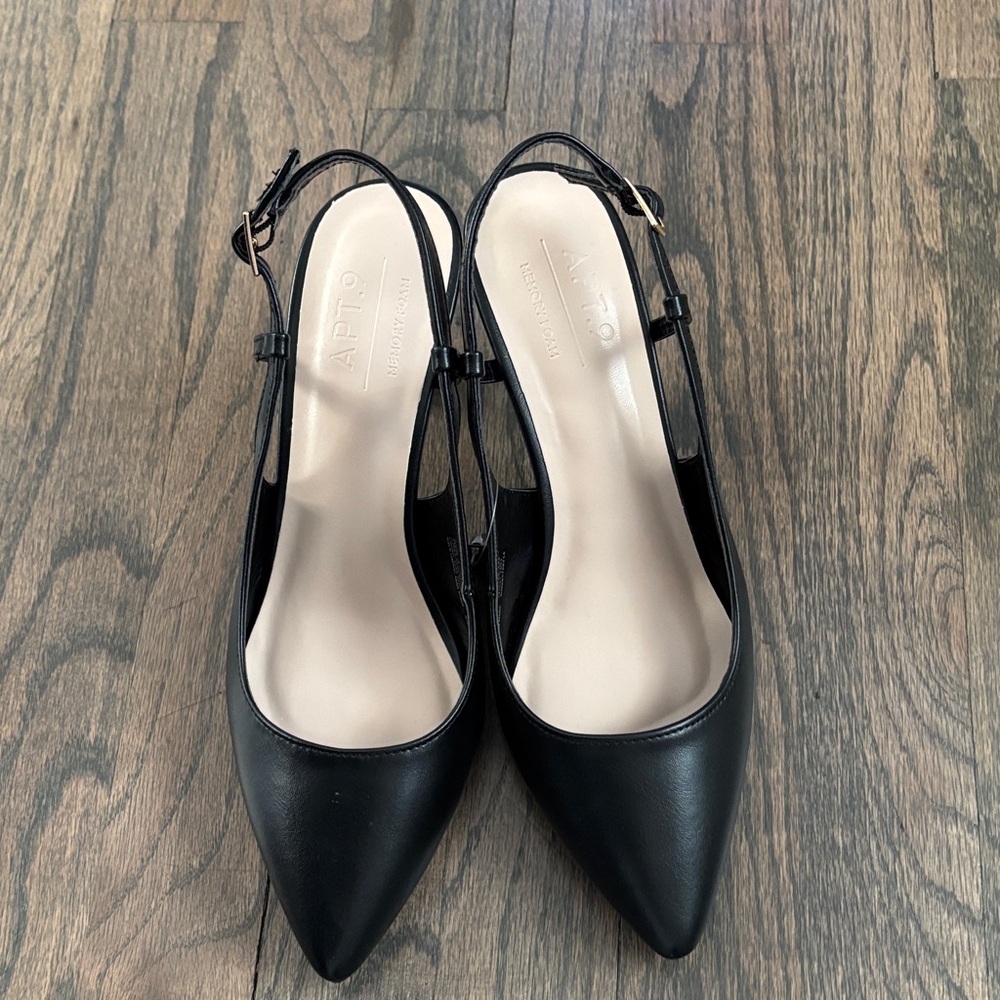 Apt. 9 Black Pointed Leather Slingback Mules - Picture 8 of 16